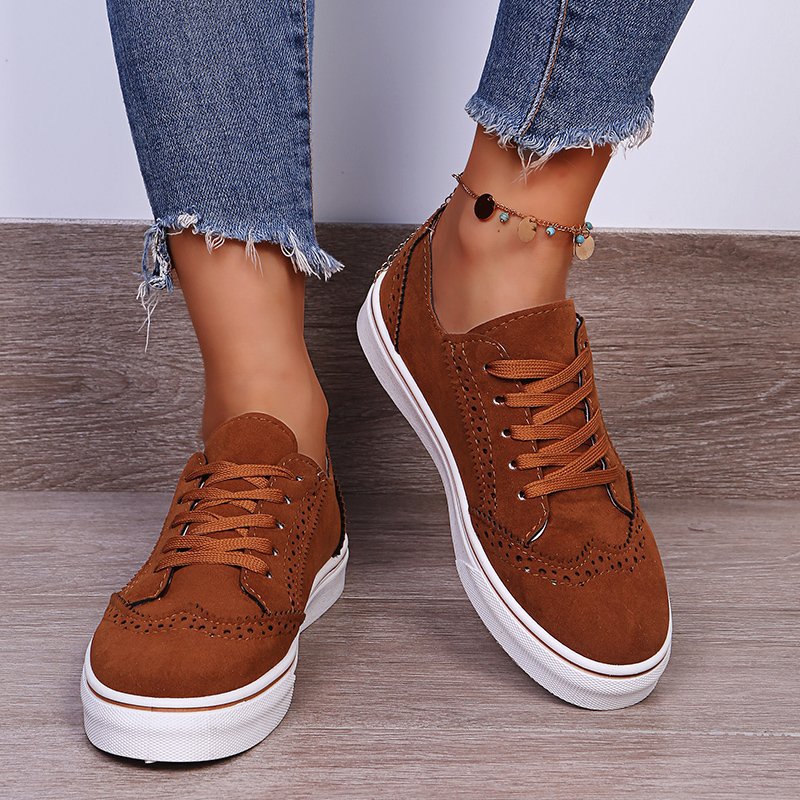 Suede Lace-Up Flat Sneakers Footwear JT's Designer Fashion