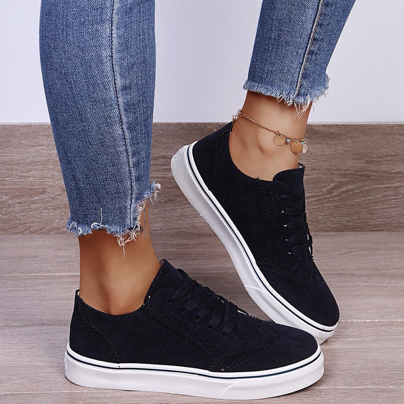 Suede Lace-Up Flat Sneakers Footwear JT's Designer Fashion