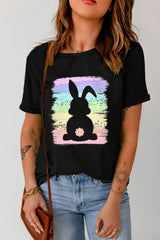 Black Rainbow Splash Easter Rabbit Graphic Tee Graphic Tees JT's Designer Fashion