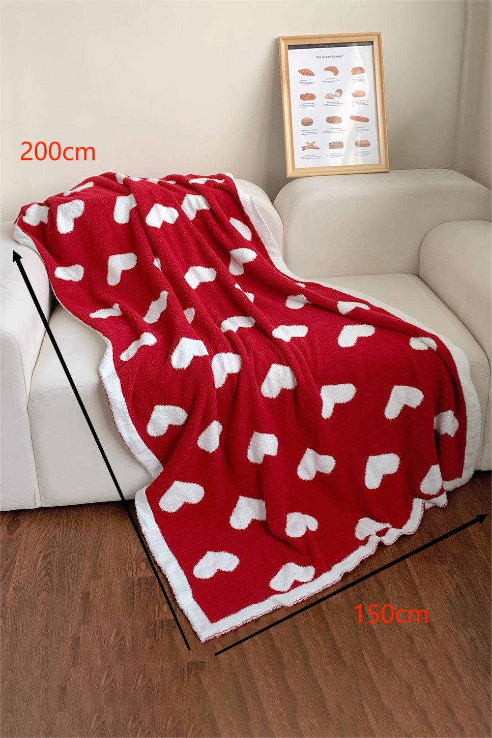 Racing Red Valentine Heart Print Large Plush Blanket Other Accessories JT's Designer Fashion