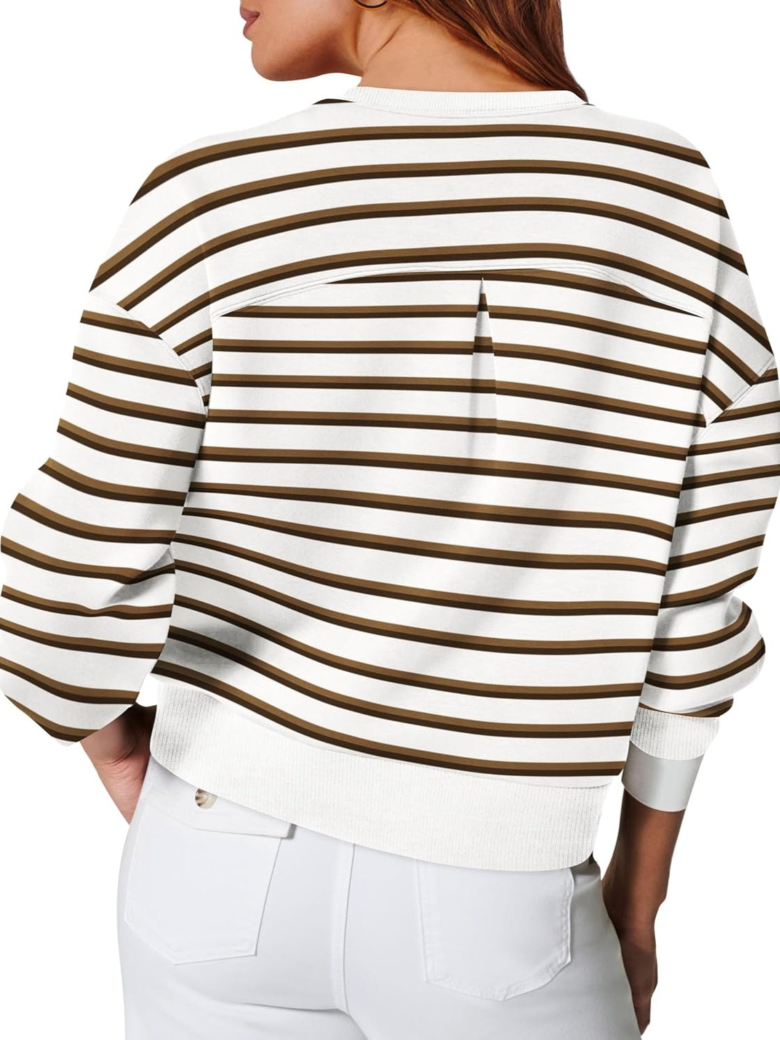 Striped Round Neck Long Sleeve Sweatshirt Long Sleeve Tops JT's Designer Fashion