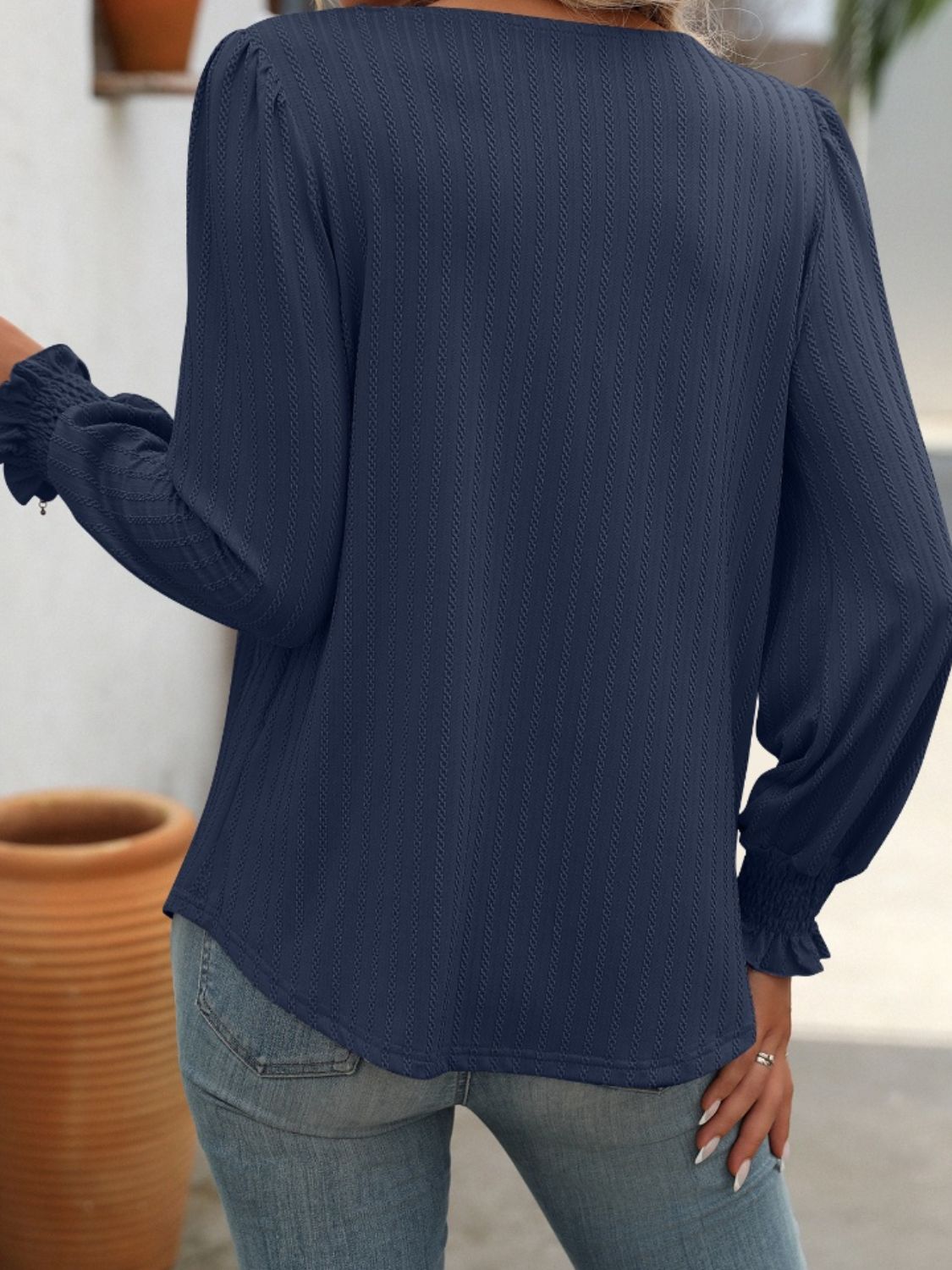 Square Neck Long Sleeve Top Long Sleeve Tops JT's Designer Fashion