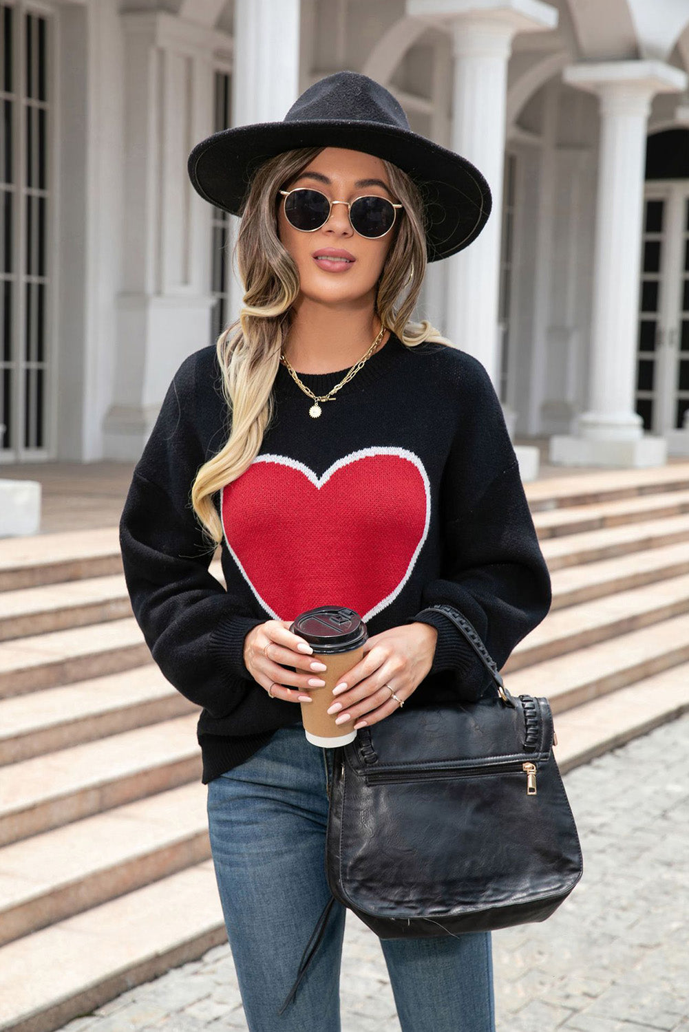 Black Heart Graphic Valentine Sweater Sweaters & Cardigans JT's Designer Fashion