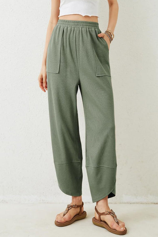 Lovelet Elastic Waist Wide Leg Pants Matcha Green Pants & Culotte JT's Designer Fashion