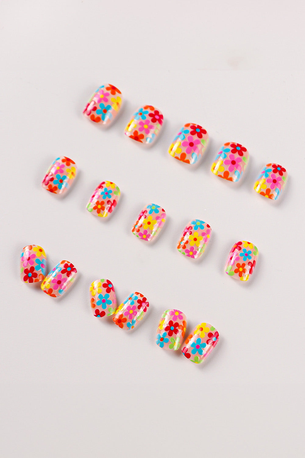 Pink 24pcs Cute Flowers Print Press On False Nails Other Accessories JT's Designer Fashion