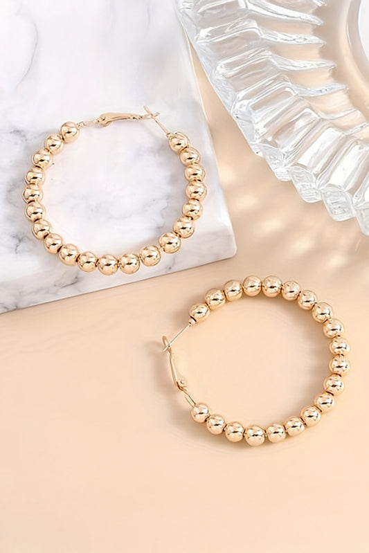 Gold Plated Beads Alloy Hoop Earrings Jewelry JT's Designer Fashion