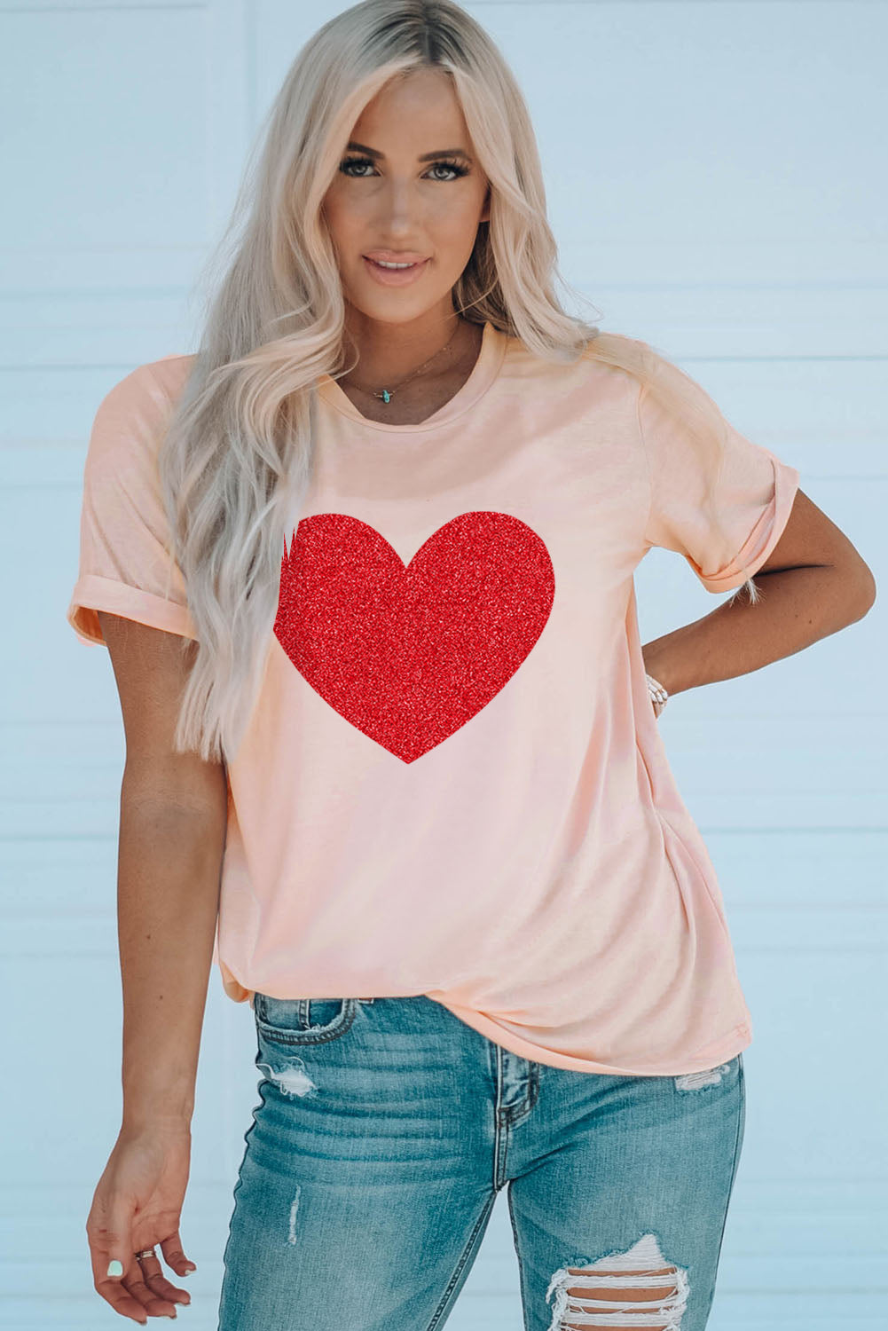 Pink Valentine Heart Graphic Tee Graphic Tees JT's Designer Fashion