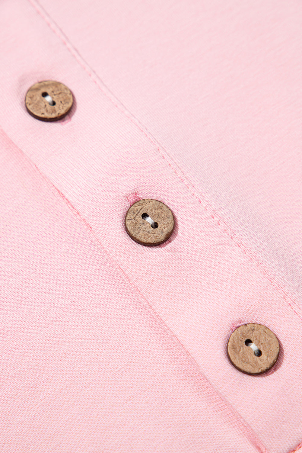 Pink Colorblock Long Sleeve Buttons Henley Top Long Sleeve Tops JT's Designer Fashion