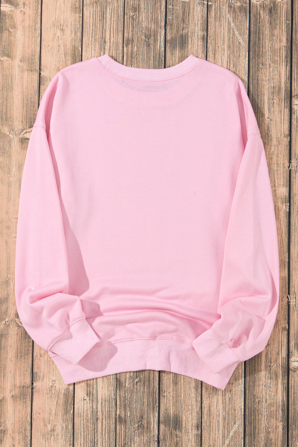 Pink Plain Crew Neck Pullover Sweatshirt Sweatshirts & Hoodies JT's Designer Fashion