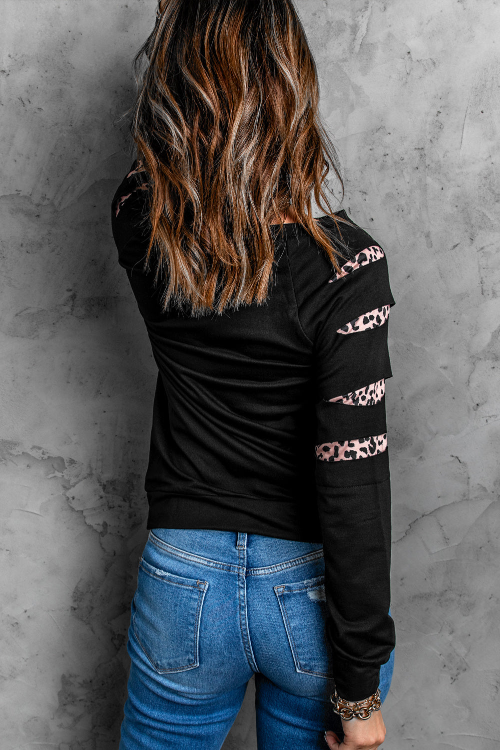 Black Cow Cactus Graphic Print Contrast Long Sleeve Sweatshirt Graphic Sweatshirts JT's Designer Fashion
