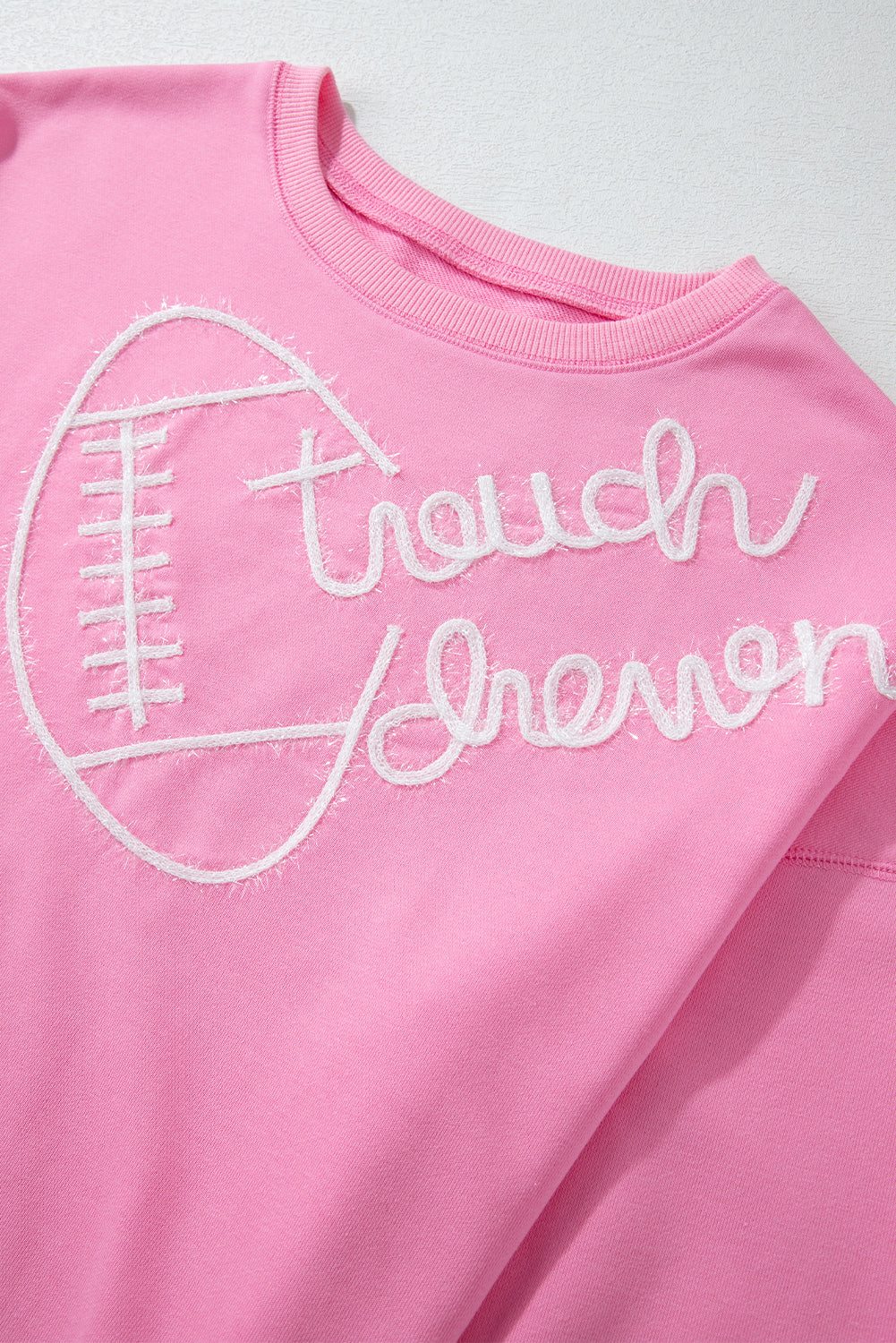 Pink Touch Down Rugby Thread Embroidery Sweatshirt Sweatshirts & Hoodies JT's Designer Fashion