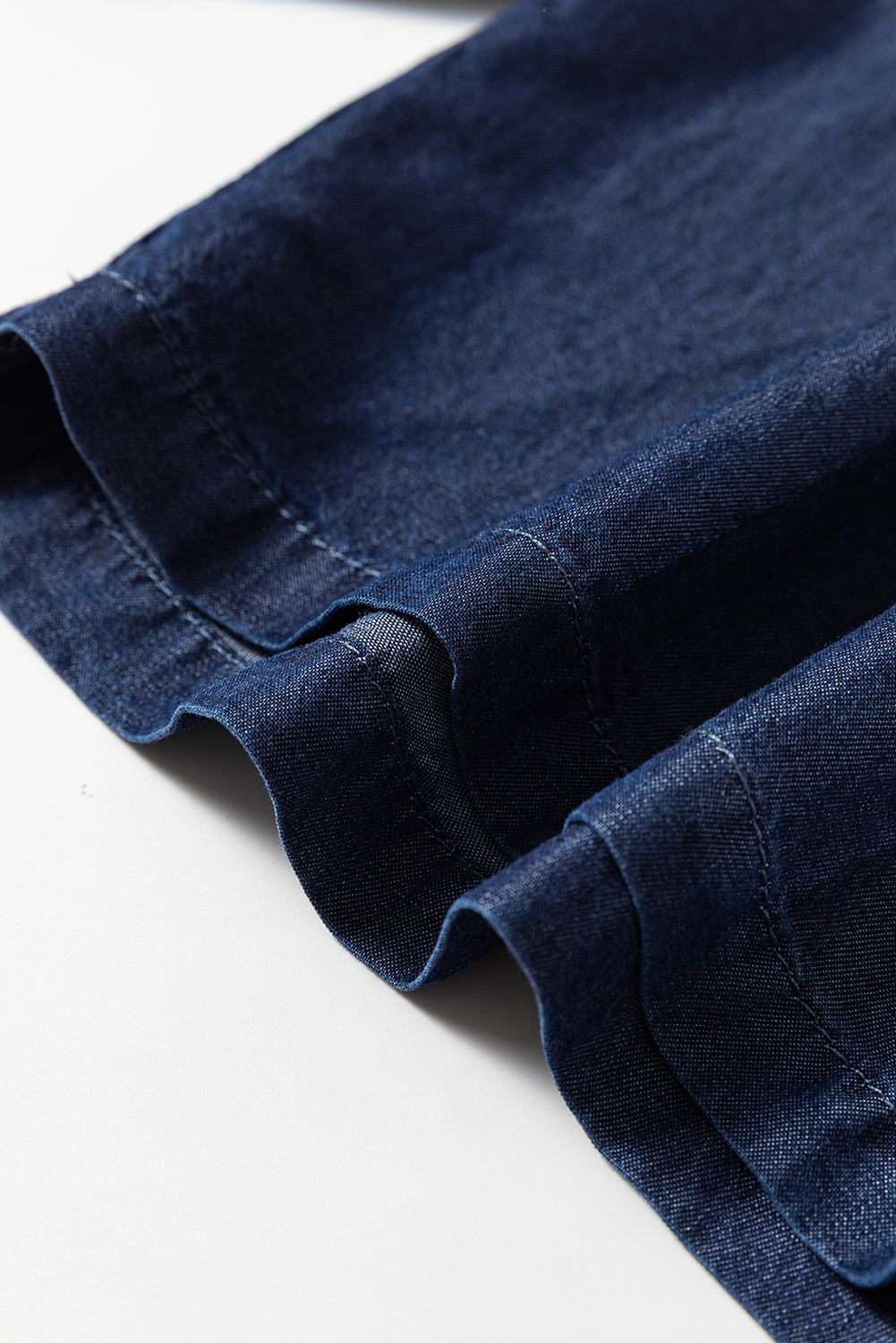 Sail Blue Side Pockets Frilled Smocked High Waist Wide Leg Jeans Jeans JT's Designer Fashion