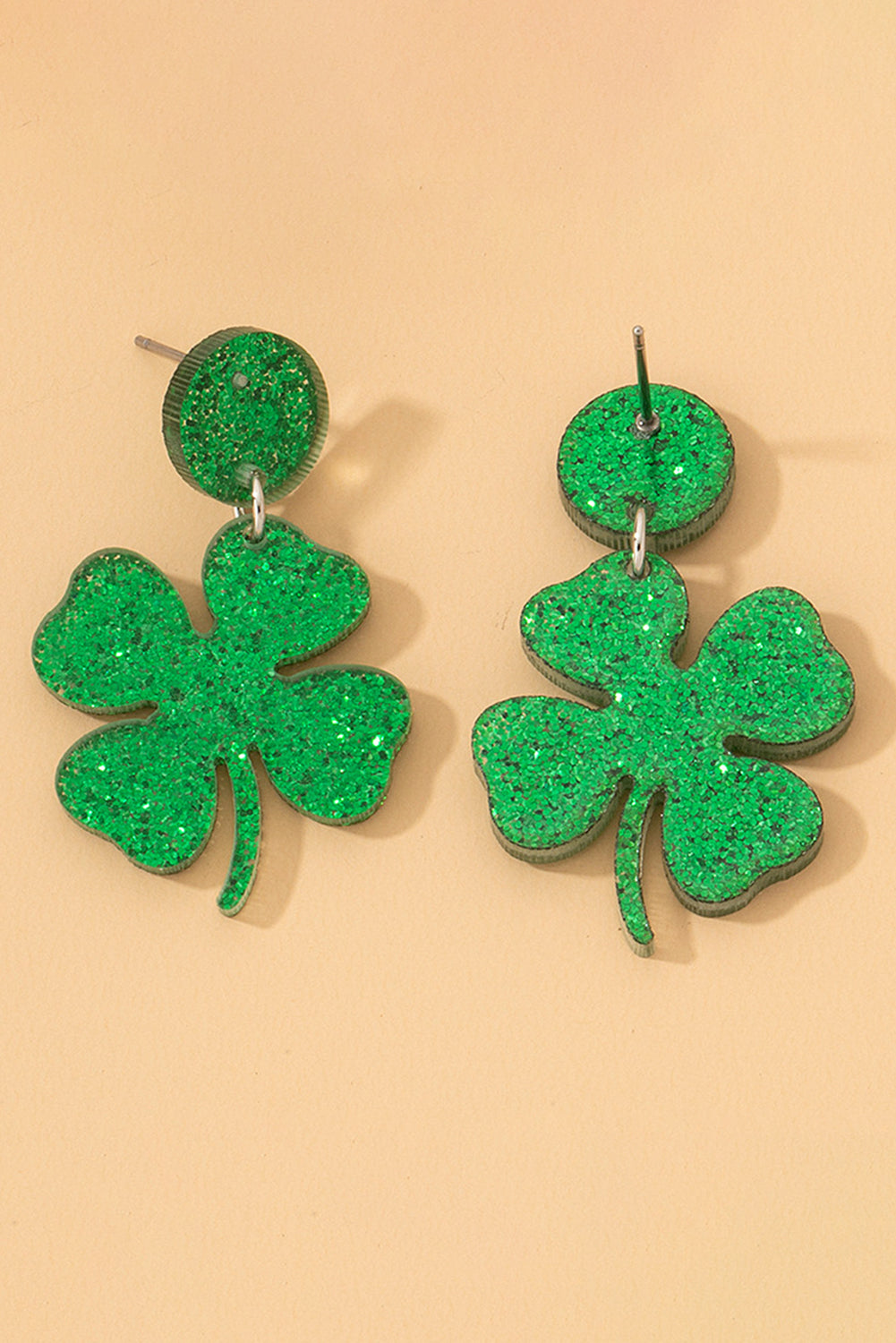 Blackish Green St Patricks Shamrock Shape Stud Earrings Jewelry JT's Designer Fashion