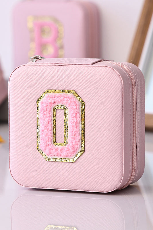 Pink O Initial Chenille Jewelry Box with Mirror Other Accessories JT's Designer Fashion