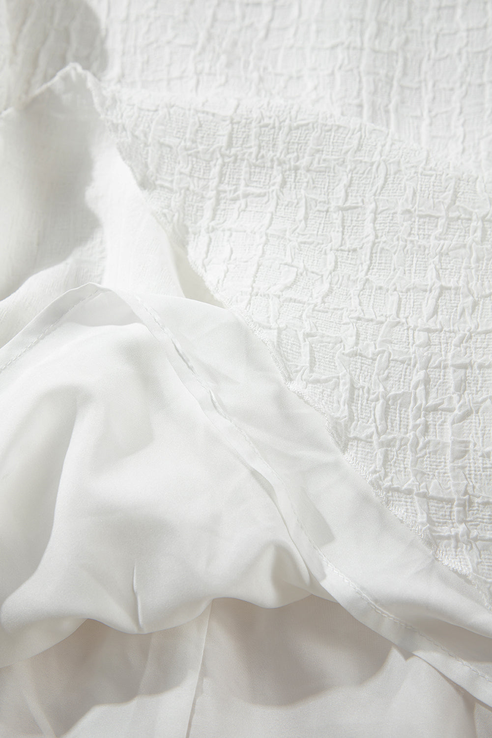 White Textured Frilled High Neck Sleeveless Ruffled Mini Dress Mini Dresses JT's Designer Fashion