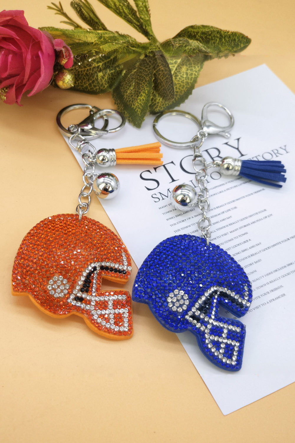 Bluing Crystal Baseball Cap Tassel Key Ring Other Accessories JT's Designer Fashion