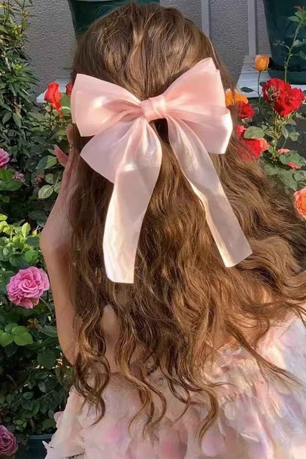 Apricot Pink Gauze Bowknot Hair Clip Headwear JT's Designer Fashion