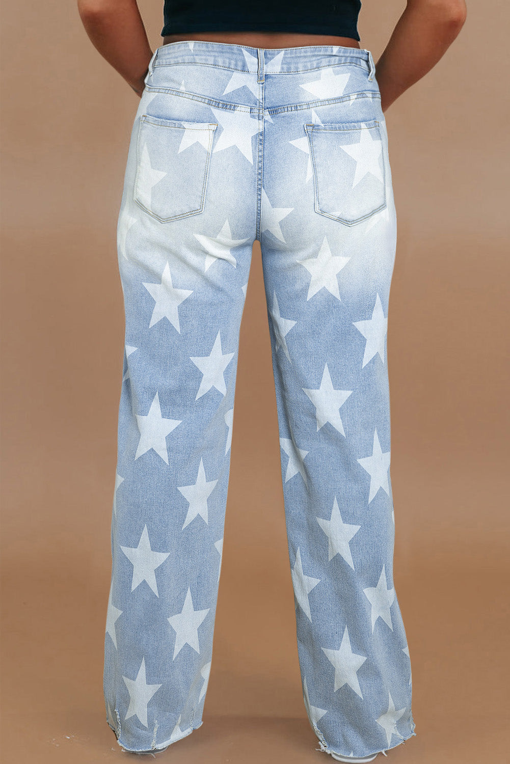 Beau Blue High Waist Star Pattern Plus Size Jeans Plus Size Bottoms JT's Designer Fashion