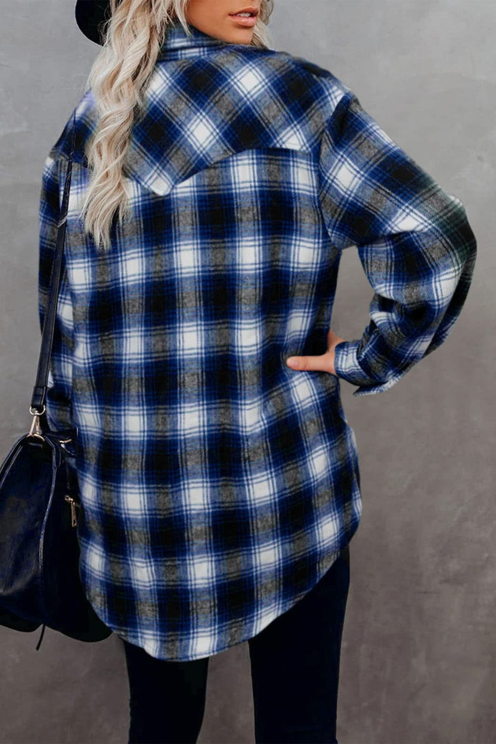 Full Size Plaid Collared Neck Long Sleeve Shirt Long Sleeve Tops JT's Designer Fashion