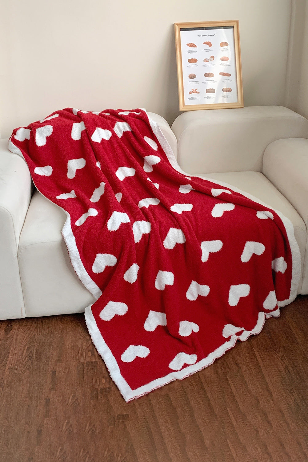 Racing Red Valentine Heart Print Large Plush Blanket Other Accessories JT's Designer Fashion