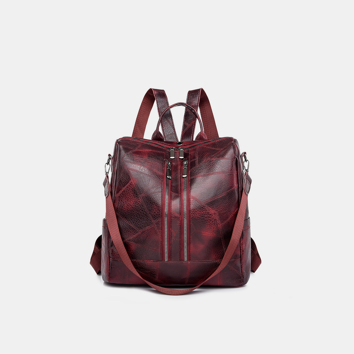 PU Leather Backpack Bag Burgundy One Size Backpacks JT's Designer Fashion