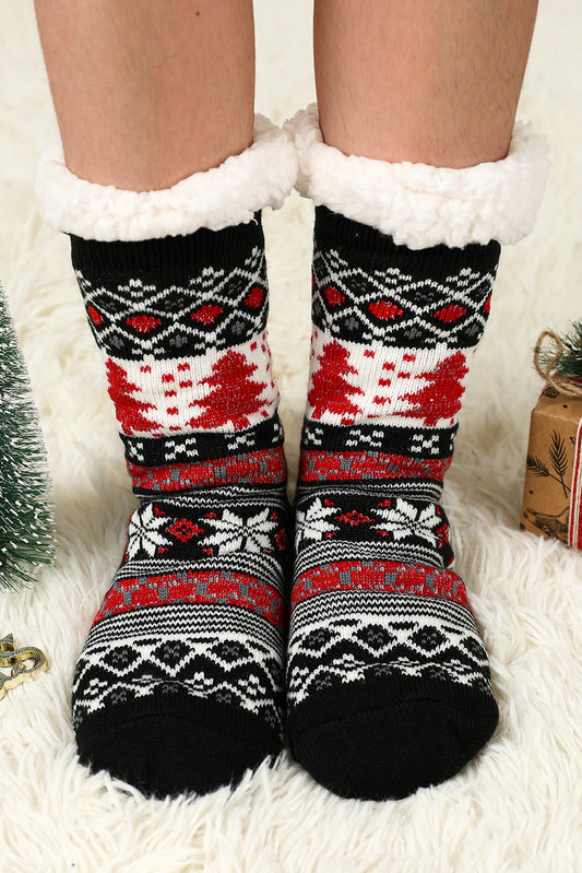 Black Christmas Tree Pattern Thermal Socks Socks JT's Designer Fashion