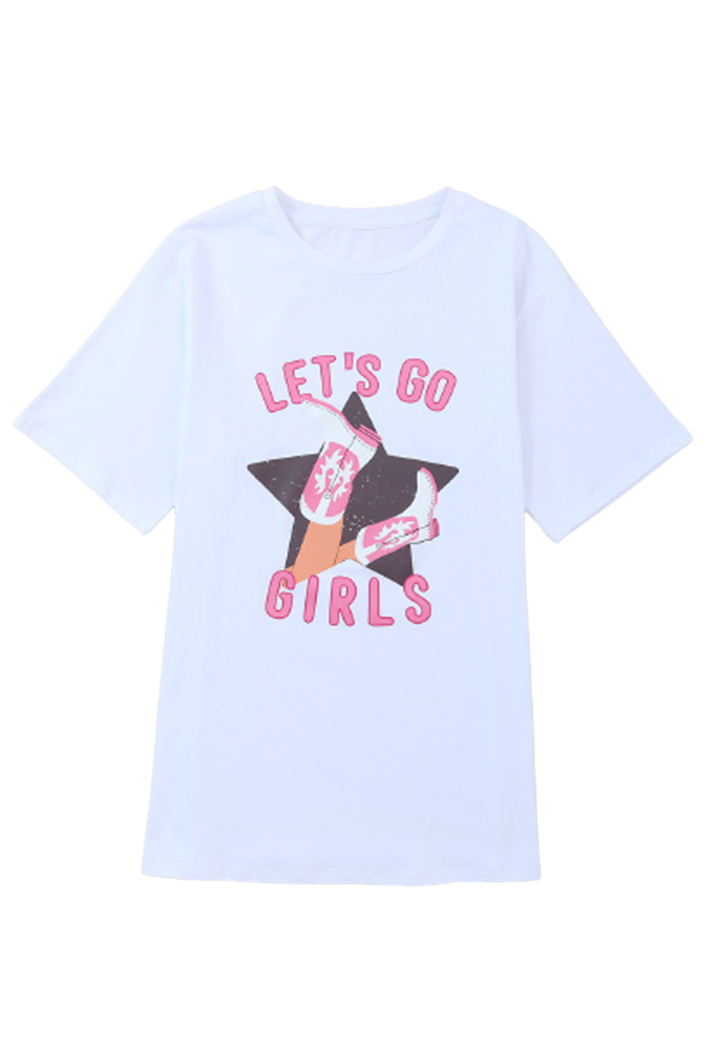 White Lets Go Girls Western Graphic Tee Graphic Tees JT's Designer Fashion