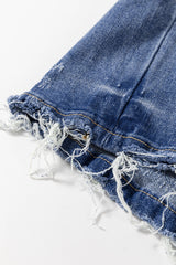 Ashleigh Blue Distressed Raw Hem Straight Leg High Waist Jeans Jeans JT's Designer Fashion