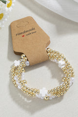White Cross Pearl Decor Beaded Elastic Multi Layered Bracelet Jewelry JT's Designer Fashion