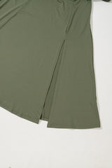 Four Leaf Clover Sleeveless Scoop Neck Flared Split Midi Dress Midi Dresses JT's Designer Fashion