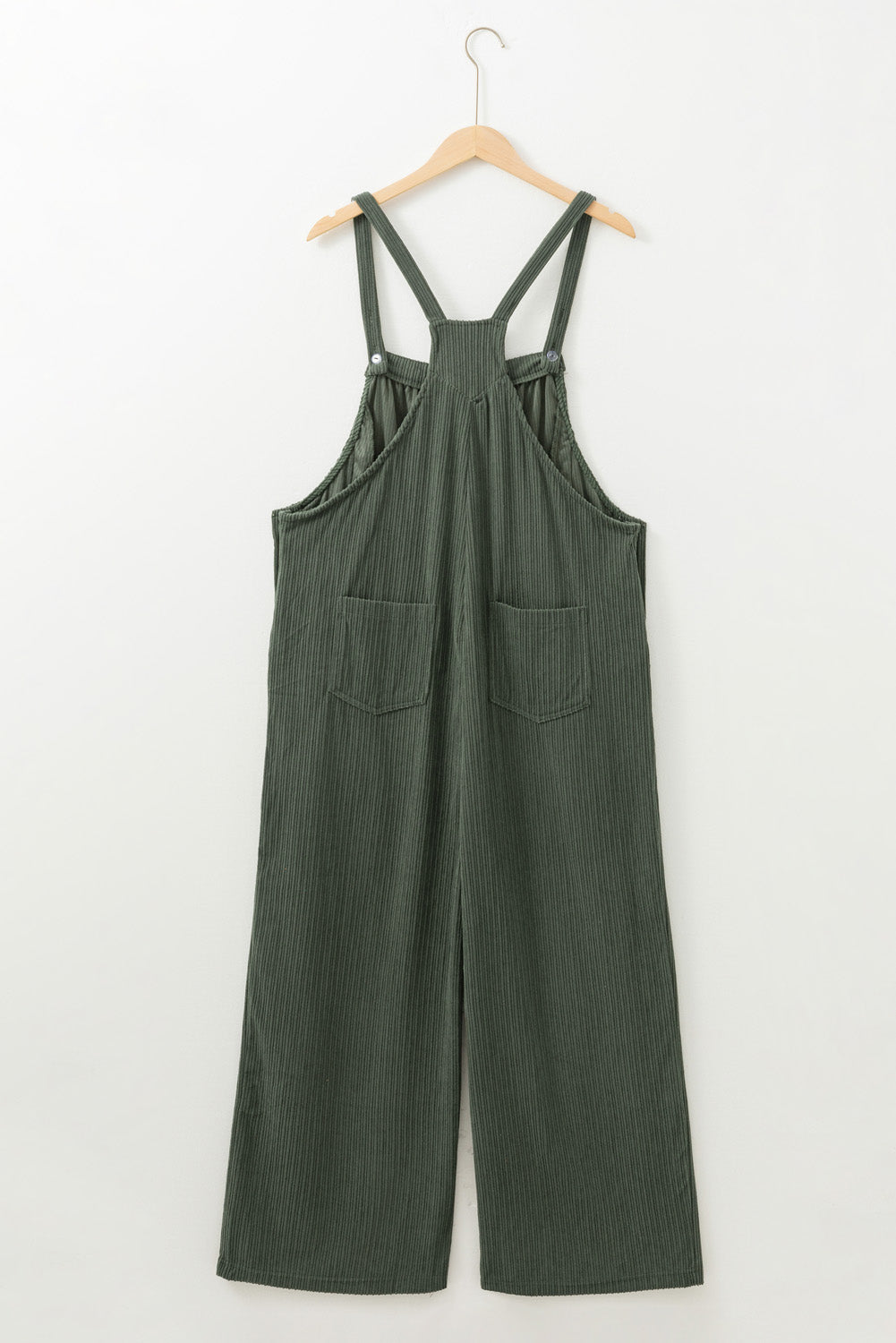 Jungle Green Plus Size Corduroy Pocketed Wide Leg Overall Plus Size Bottoms JT's Designer Fashion