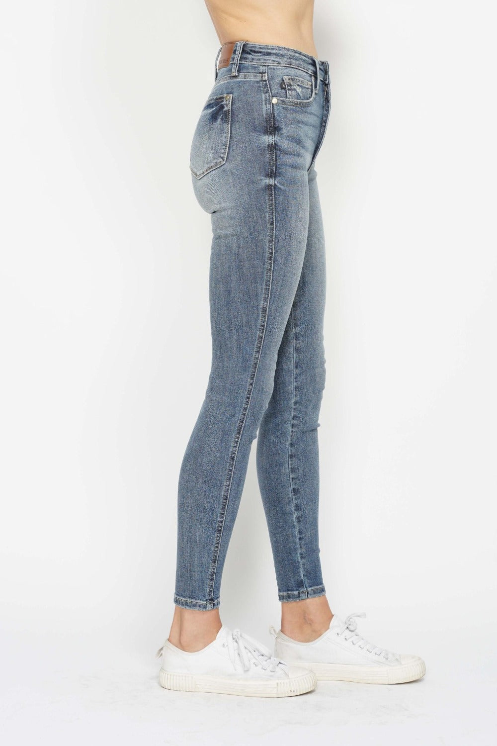 Judy Blue Full Size Tummy Control Contrast Wash Skinny Jeans Jeans JT's Designer Fashion