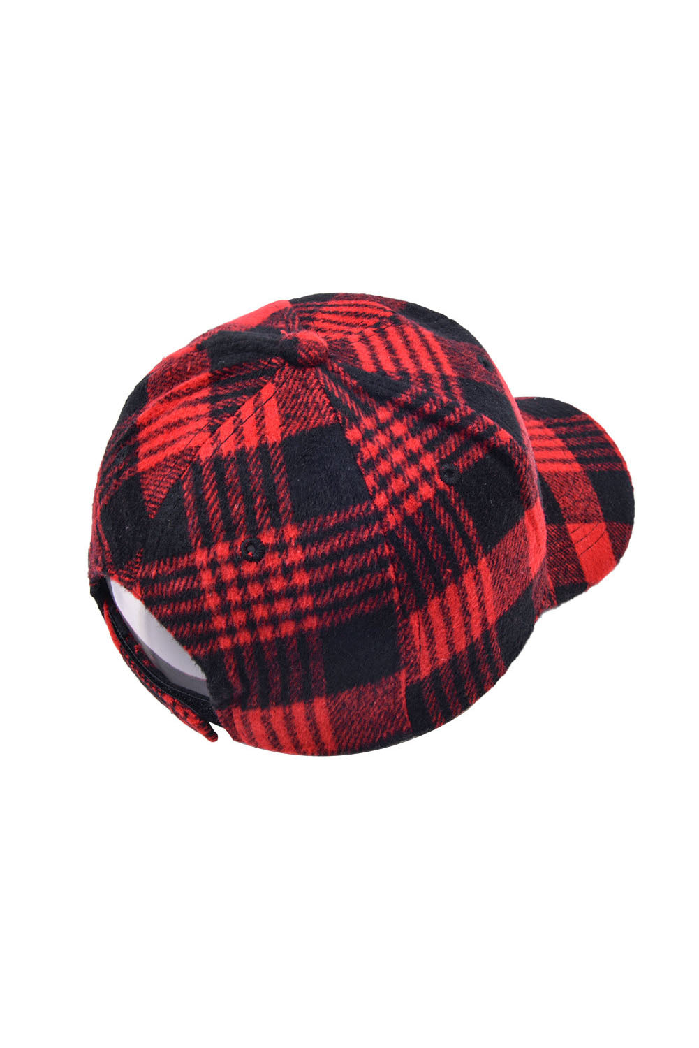 Fiery Red Plaid Print Adjustable Baseball Cap Hats & Caps JT's Designer Fashion