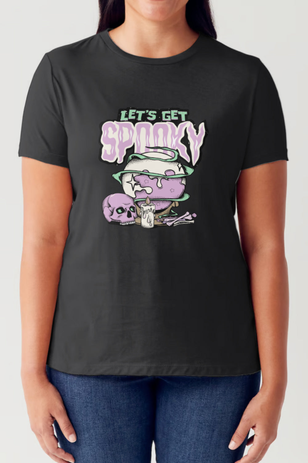 LET'S GET SPOOKY Short Sleeve Tubular T-Shirt Black T-Shirts JT's Designer Fashion