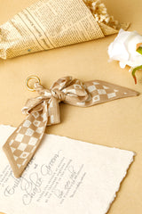 Smoke Gray Checkered Flower Bow Knot Keychain Other Accessories JT's Designer Fashion