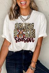 White Crawfish Season Leopard Letter Graphic Tee Graphic Tees JT's Designer Fashion