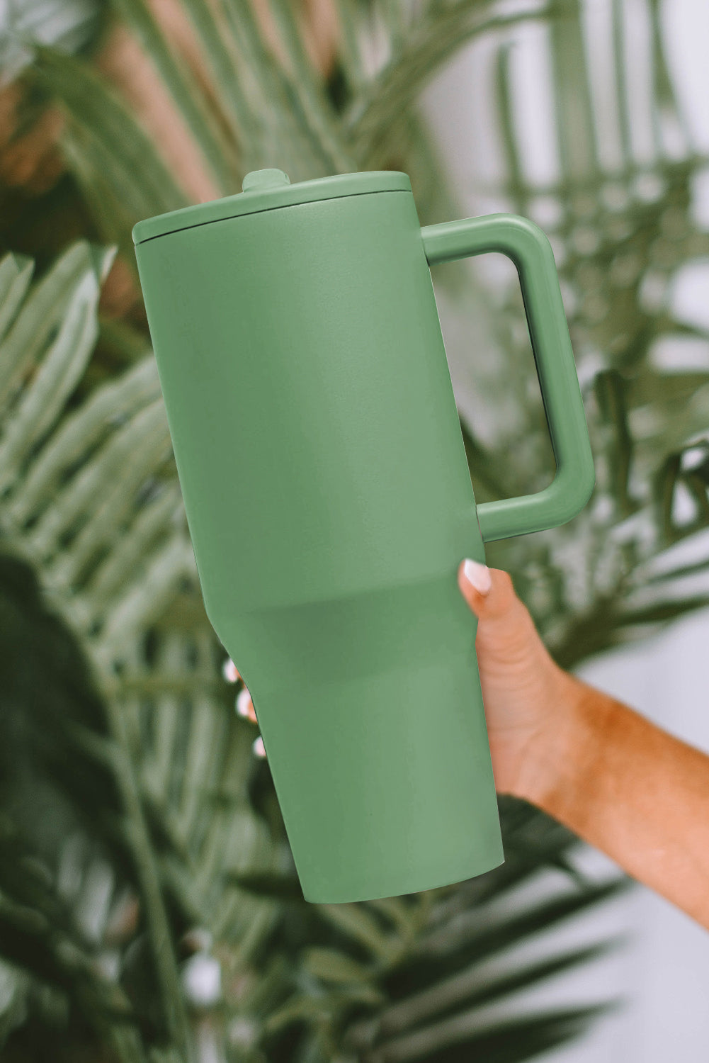 Dark Green Frosted Stainless Handle Large Vacuum Cup with Straw 1200ml Tumblers JT's Designer Fashion