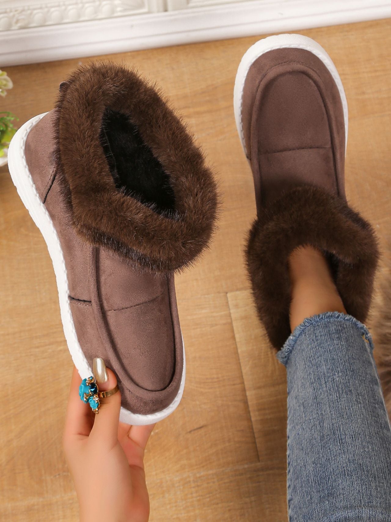 Faux Fur Suede Round Toe Sneakers Shoes JT's Designer Fashion