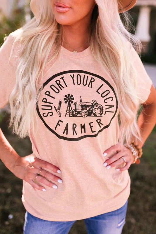 Pink Support Your Local Farmer Graphic Tee Graphic Tees JT's Designer Fashion