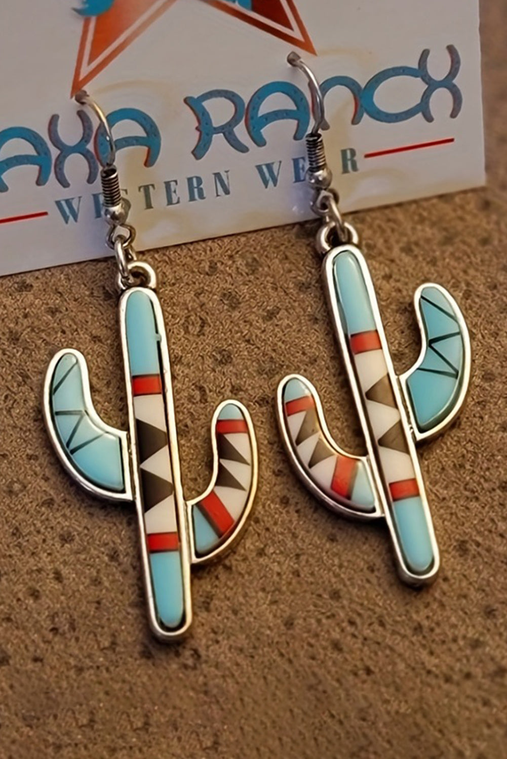 Light Blue Western Cactus Alloy Dangle Earrings Jewelry JT's Designer Fashion