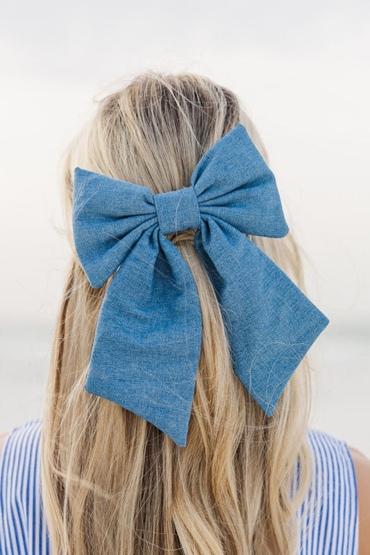 Sky Blue Sweet Big Bowknot Hair Clip Headwear JT's Designer Fashion