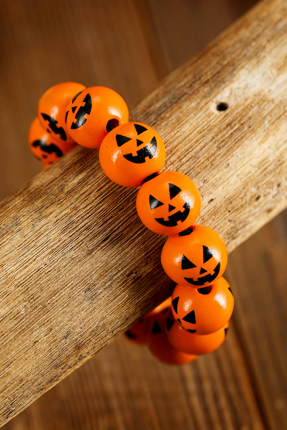 Russet Orange Halloween Pumpkin Face Beaded Bracelet Jewelry JT's Designer Fashion