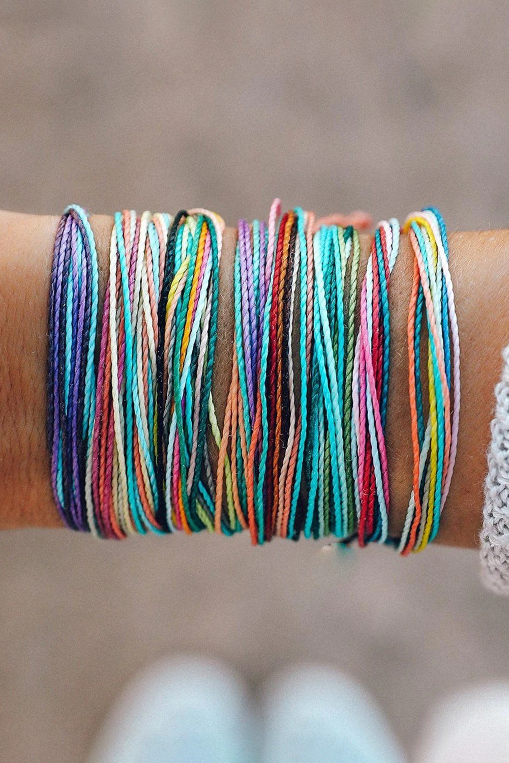 Light Blue Multi Colors Wax Rope Woven Bracelet Set Jewelry JT's Designer Fashion