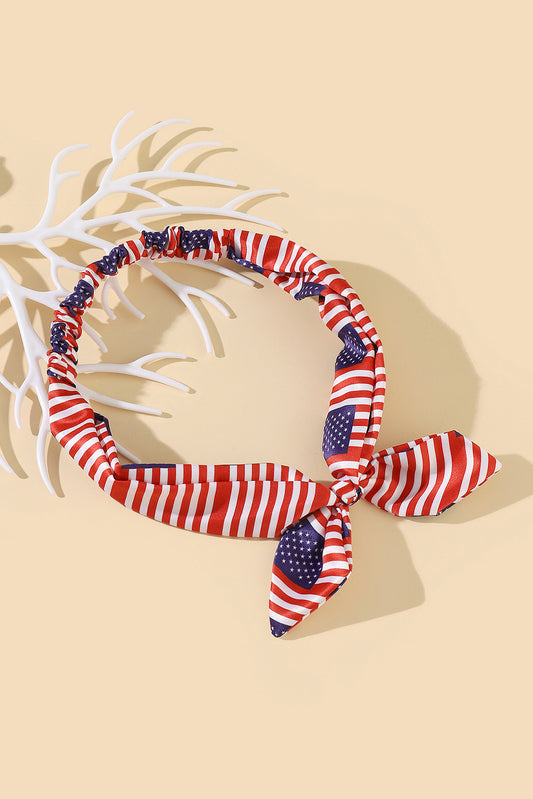 Fiery Red American Flag Bowknot Elastic Headband Headwear JT's Designer Fashion