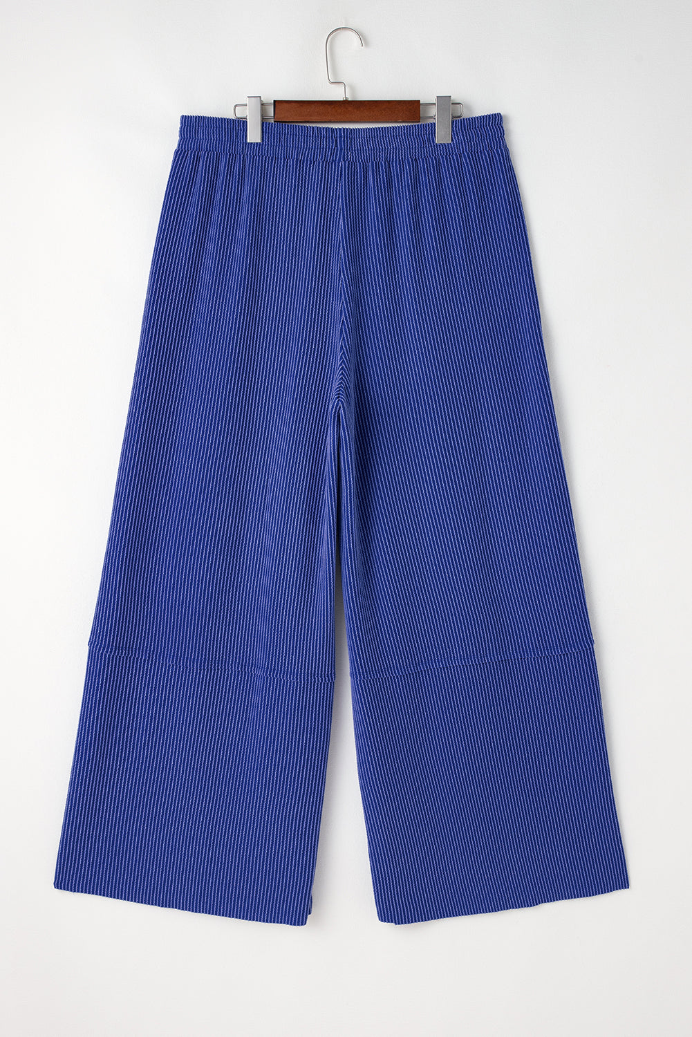 Sky Blue Corded Drawstring High Waist Pocket Plus Size Wide Leg Pants Plus Size Bottoms JT's Designer Fashion