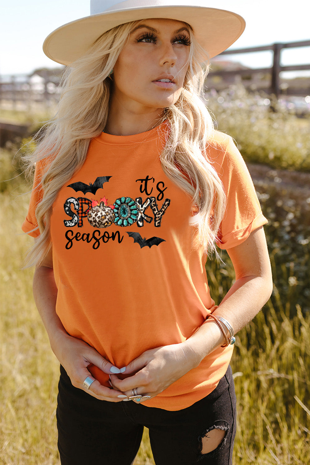 Orange It's Spooky Season Graphic T Shirt Graphic Tees JT's Designer Fashion