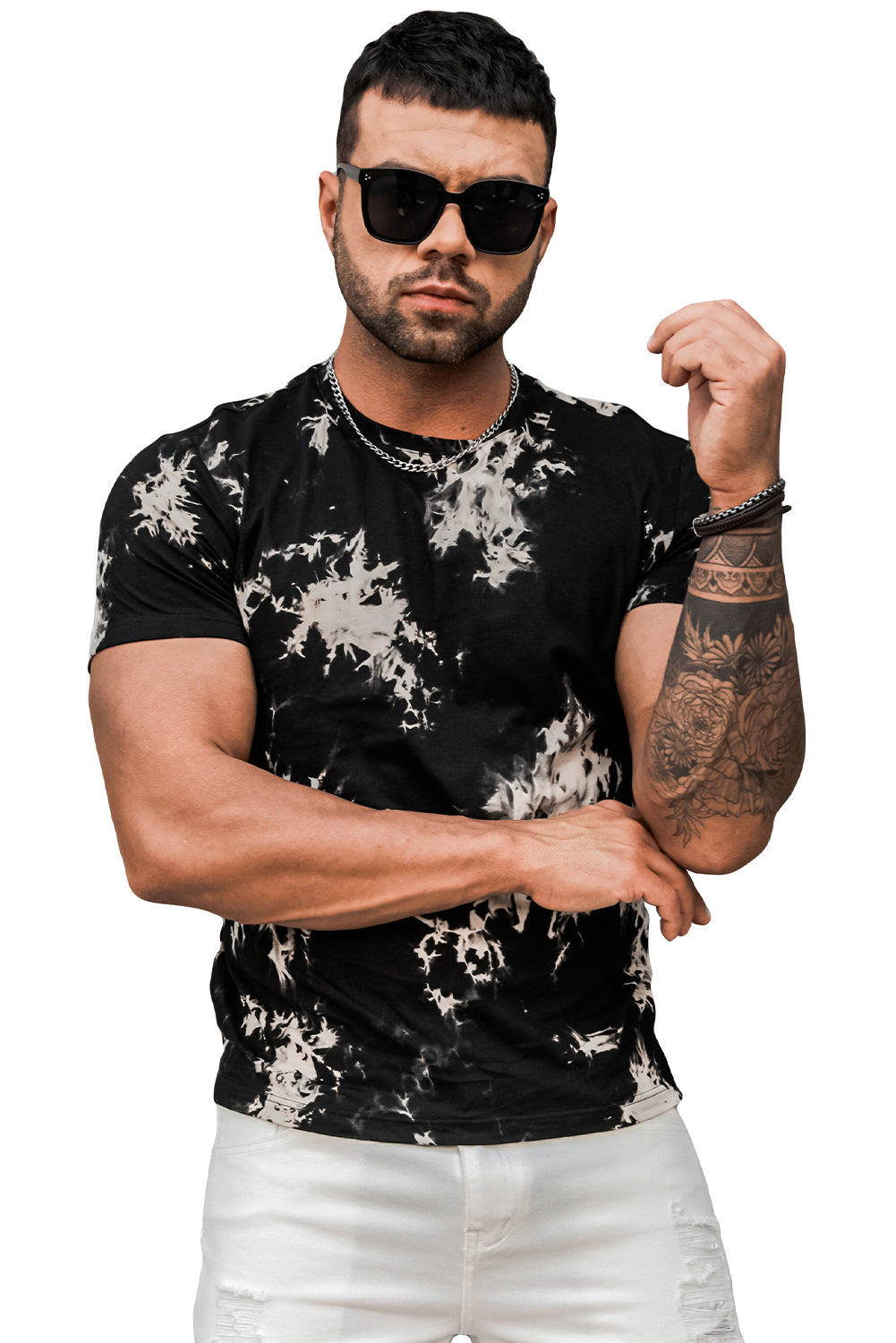 Black LET'S GO BRANDON Tie Dyed Print Men's Graphic Tee Men's Tops JT's Designer Fashion