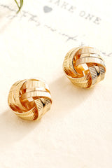 Gold Plated Textured Knot Stud Earrings Jewelry JT's Designer Fashion