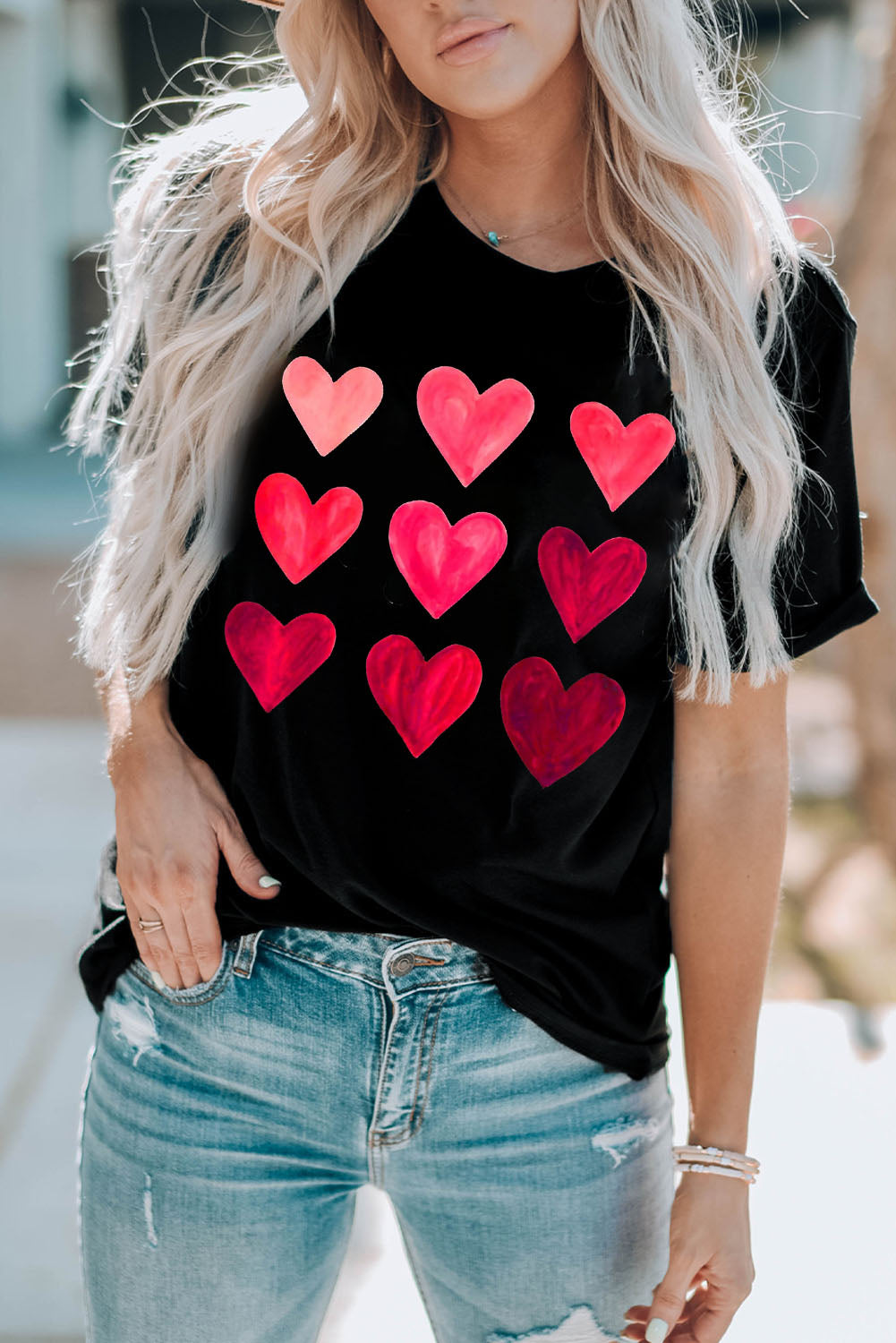 Black Valentine's Day Heart Graphic Tee Graphic Tees JT's Designer Fashion