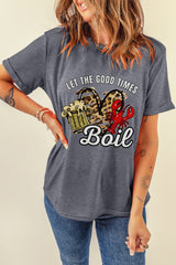 Gray Let The Good Times Boil Crawfish Leopard Heart Graphic Tee Graphic Tees JT's Designer Fashion